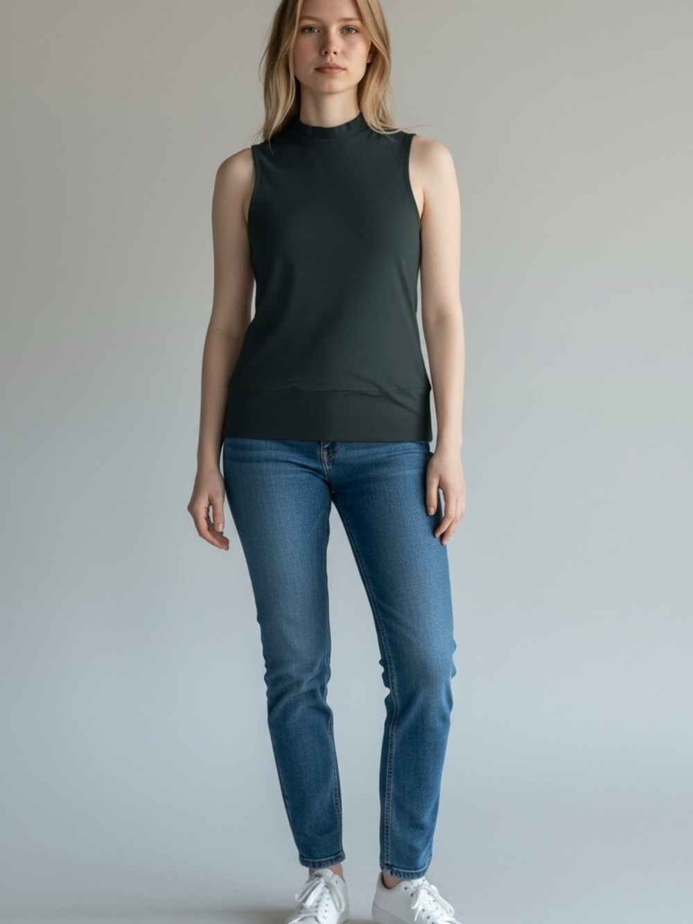 New York & Company Dark Teal Sleeveless Mock Neck Top NWT